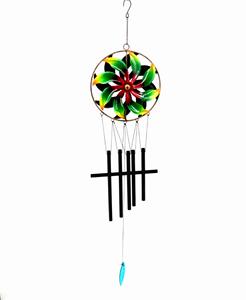 Carillon éolien en métal coloré avec éolienne rotative, moderne, résistant aux intempéries, fait main, décorations de jardin extérieur, design <span class=keywords><strong>moulin</strong></span> à <span class=keywords><strong>vent</strong></span> vélo/fleur - Product Image 3