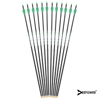 12 flèches de tir à l'arc en carbone pur pour la chasse, pour arc à poulies et arc classique, 400 Spine, 32 pouces, 6,2 mm, avec pointe en acier et plumes en plastique