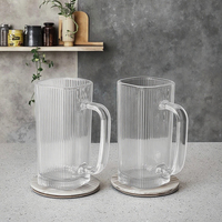 Tasses en verre à rayures verticales classiques de 8oz avec poignées Tasses à thé et à jus pour restaurants et hôtels Tasses à bière de 250ml