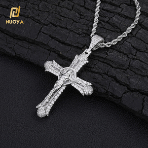 NUOYA 镀金钻石耶稣十字架吊坠项链 18K 镀金宗教嘻哈珠宝男女款 - Product Image 2