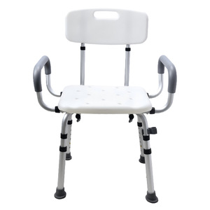 Wei Yikang Shower Chair With Armrests And Backrest White <b>Adjustable</b> <b>Height</b> Bathroom <b>Stool</b> For Elderly And Pregnant Women - Product Image 2