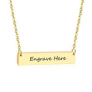 Collar de Barra Horizontal Personalizado de Acero Inoxidable Grabado, Chapado en Oro de 18K, Sin Deslustre, a la Moda - Product Image 2