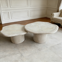 Table basse en marbre à design monopied pour salon, mobilier de maison durable, finition polie brillante, stabilité de la couleur