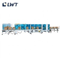 Sistema Automático de Empaquetado al Final de Línea LWT, Desempaquetador de Cajas, Plegador, Sellador de Esquinas, Etiquetadora, 480 Cajas por Hora, Planta de Enlatado de Alimentos