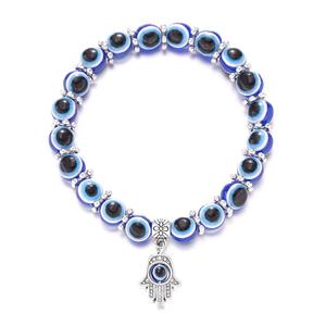 Großhandel 2024 Perlenarmband mit Anhängern Böser Blick, Schmetterling, Elefant und Fatima-Hand, türkisches Blaues-Auge-Armband, Amulett, Geschenk für Damen - Product Image 6
