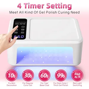 Lámpara de uñas LED UV de 480W para curar esmalte en gel, lámpara de uñas profesional de 140 LED con 4 ajustes de temporizador, función de blanqueamiento, herramientas de salón - Product Image 2