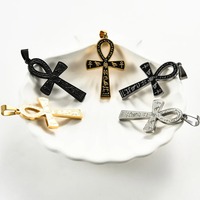 Collier pendentif croix Ankh en acier inoxydable, symbole rétro de la vie de l'Egypte ancienne, colliers croix amulette, bijoux pour hommes et femmes