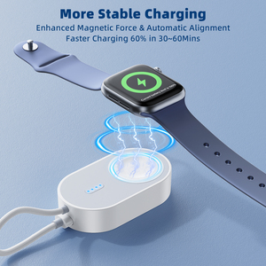 Cargador inalámbrico magnético portátil de viaje de 1200 mAh, 2 en 1, banco de energía de carga rápida para <span class=keywords><strong>Apple</strong></span> <span class=keywords><strong>Watch</strong></span> series 6, 7, <span class=keywords><strong>8</strong></span> y 9 - Product Image 3