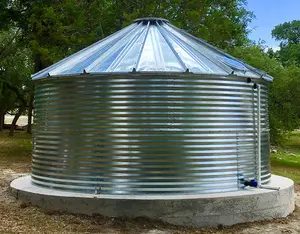 Réservoir à eau ondulé en acier galvanisé, réservoir cylindrique rond en acier pour récupération d'eau de pluie, 5000 l, prix d'usine