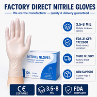 Gants jetables en nitrile SONICE 4/5/6mil, sans poudre, sans silicone, respirants, imperméables, de qualité alimentaire, médicaux, industriels, 28 cm