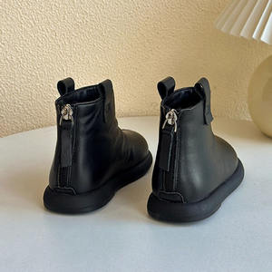 Meisjeslaarzen Winter Plus fluwelen kinderprinses leren laarzen Jongens lederen Martins Babykatoenen laarzen met zachte bodem Tide - Product Image 5