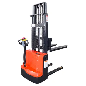 Full Electric Pallet Stacker 1.5 Ton 2 Ton Capacity Loading Hydraulic Walking Forklift With Charging Battery Walking Lift Truck