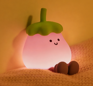 Eggplant Silicone Night <b>Light</b> USB Rechargeable LED Kids Bedside Lamp Warm <b>Light</b> Dimmable 3 Levels Nursery Lamp with 30 Min <b>Timer</b> - Product Image 2