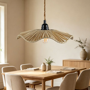 Handmade Woven Lampshade Round 30Cm Yellow Plastic Iron Frame Retro Zen Style Tea Room <b>Lighting</b> - Product Image 1