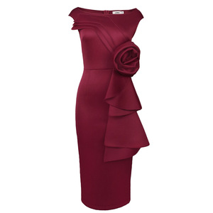 Patchwork vestidos vestido elegante viento cuello en <span class=keywords><strong>U</strong></span> sin mangas 3D Floral vestidos de mujer Sehe moda - Product Image 6