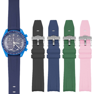 Bracelet de montre en caoutchouc TPU HUANLONG 20/21 mm à extrémités courbées, bracelet de plongée luxueux et durable avec boucle ardillon en acier inoxydable - Product Image 1