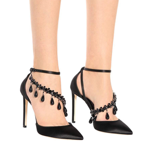 Scarpe da Sposa con Tacco Alto in Argento con Cristalli e Strass, Punta Aperta - Product Image 5