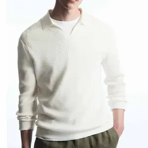 기계 세척 100% 면 클래식 니트웨어 점퍼 풀오버 니트 스웨터 긴 소매 폴로 셔츠 남자
