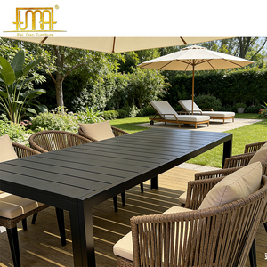 Muebles de jardín de exterior rectangulares, mesa de comedor y sillas de aluminio negro <span class=keywords><strong>Sat</strong></span> - Product Image 6