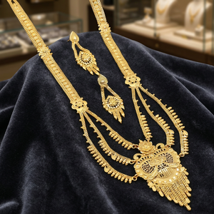 Wholesale 14K 18K 24K Micro Gold Plated Brass Rani Haar Popcorn Chain Necklaces Earrings Set Women's Floral Design Indian - Product Image 4