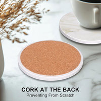 Vente en gros Sous-verres ronds vierges en liège personnalisés en céramique avec support Sous-verres en marbre blanc pour boissons sublimées