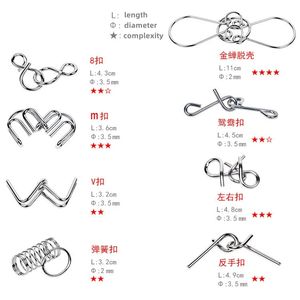 8 pièces/ensemble nouveau adulte enfant casse-tête IQ formation Interlock chinois anneau tour de magie jouet fil métal déverrouiller Puzzle - Product Image 5