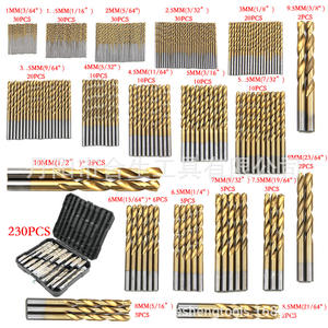 Juego de brocas métricas Mr Drill de 230 piezas con revestimiento de titanio, vástago hexagonal de 1-10 mm para metales no ferrosos - Product Image 1