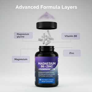 マグネシウム<span class=keywords><strong>B6</strong></span> + 亜鉛栄養補助食品 エネルギー補給 大人用ベジタリアンカプセル 60粒 カスタムブランディング OEM/プライベートラベル - Product Image 2