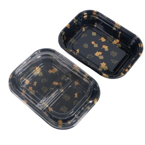 Plateau à <span class=keywords><strong>sushi</strong></span> jetable en plastique PET de qualité alimentaire avec couvercle, design créatif pour sushis et en-cas - Product Image 1