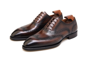 Scarpe Oxford Classiche <span class=keywords><strong>da</strong></span> <span class=keywords><strong>Uomo</strong></span> in Vera Pelle con Decorazioni Wingtip, Scarpe Formali Brogue Fatte a Mano - Product Image 4
