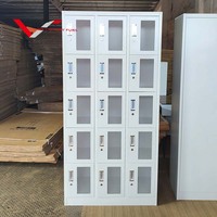 Casier de gym en acier perforé OEM 15 portes avec ventilation diamantée pour salle de sport, école, salle d'employés - Vente en gros