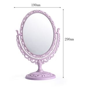 Miroir cosmétique ovale en plastique, cadeau mignon pour fille, miroir de maquillage de bureau bleu, rose, violet, style macaron - Product Image 4