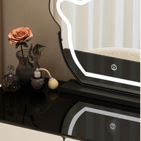Coiffeuse moderne 2025 avec miroir LED, plateau en pierre, 3 tiroirs, tabouret de maquillage pour chambre à coucher, hôtel, salon, table à langer