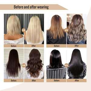 Extensions de cheveux naturels 100% humains, en stock, lisses et luxueuses, 12 couleurs, double trame machine, 50g, longueur extensible - Product Image 6