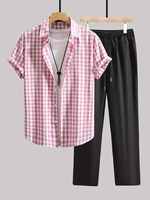 Chemise à imprimé floral 3D pour homme, coupe ample, manches courtes, pantalon long, tenue décontractée d'été en 2 pièces
