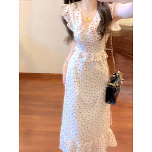 ชุดกระโปรงเสื้อคอวีพิมพ์ลายย้อนยุคชุดกระโปรงเข้ารูปมีระบายหรูหราชุดกระโปรงยาวมีจีบสำหรับผู้หญิงเครื่องแต่งกายปาร์ตี้สุดชิค2025 - Product Image 4