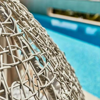 Muebles de balcón al aire libre impermeable y a prueba de sol forma de huevo ratán moderno doble Patio poliéster mecedora