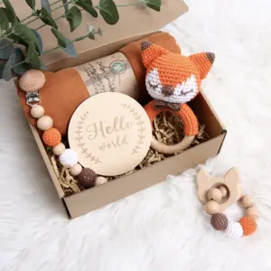 organic crochet cotton Unicorn Rattle Mummy to be Gifts Baby Shower Keepsake Gift Box basket neutral welcome gift