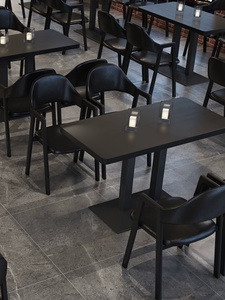Ensemble de meubles de <span class=keywords><strong>restaurant</strong></span> modernes entièrement noirs, table à manger minimaliste en noir mat et fauteuils sculpturaux - Product Image 3