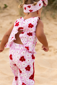 Ensemble 3 pièces pour fillette : Haut sans manches imprimé à volants, pantalon évasé et bandeau assorti – Vêtements d'été pour enfants en gros - Product Image 2