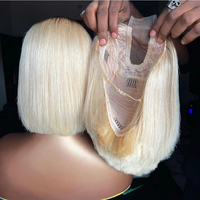 WXJ Venta al por Mayor Pelucas Bob de Encaje 2x6 Estilo Kim K de 12 Pulgadas Pelucas Vietnamitas Double Drawn Grado 11A Cabello 100% Humano Liso Recto