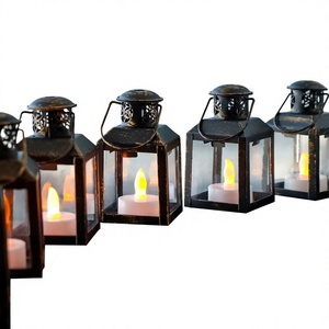 Mini lanternes à bougies en métal, 6 pièces, décor de table portable alimenté par batterie, pour décoration de mariage, de fête et de maison - Product Image 4