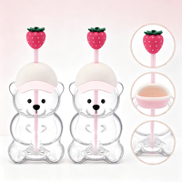 Gobelet en verre en forme d'ours mignon avec paille, logo personnalisé, vente en gros, cadeau Kawaii pour filles, vaisselle PPWR pour la maison