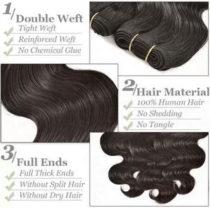 Extensions de cheveux tissés Amygirl 10A Grade 16'' 18'' Noir naturel Ondulation profonde Cheveux vierges bruts soyeux 100% brésilien Cuticule alignée - Product Image 3