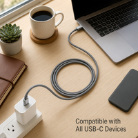 Câble USB-C vers USB-C tressé Togudu 100W 5A PD100W, charge rapide, transfert de données, gaine en nylon, 2m, pour téléphones mobiles et appareils