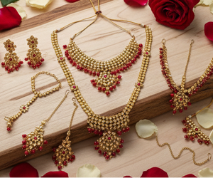 Antique Designer Beautiful <b>Bridal</b> Necklace <b>Set</b> with Elegant Traditional <b>Jewelry</b> Perfect for Party Wear and Festive Occasions - Product Image 4