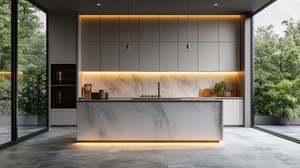 Armoire de cuisine modulaire en acier inoxydable 304 avec comptoir en verre, taille et épaisseur personnalisables pour la rénovation de cuisine moderne - Product Image 3