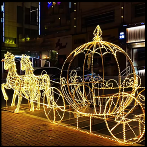 Decoración navideña exterior con luz LED de caballo con trineo para la calle - Product Image 5