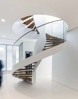 Escalier circulaire en bois de chêne sculpté de qualité supérieure avec verre trempé, style loft, CBMmart Gold Spiral