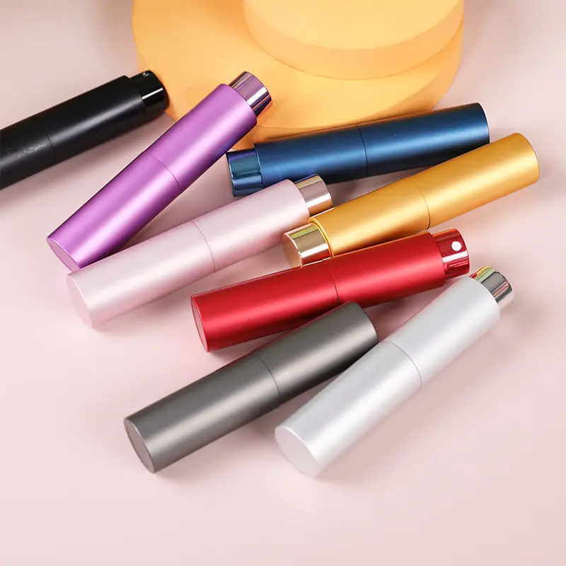 Wholesale 8ml 10m 15ml l Empty Travel Size Round Shape Aluminum Refillable Spray Twist Atomizer Perfume Refills Bottle